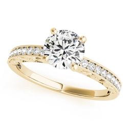 0.50 CTW Certified VS/SI Diamond Solitaire Micro Pave Ring 18K Yellow Gold - REF-72H4W - 27242