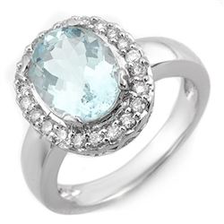 3.40 CTW Aquamarine & Diamond Ring 10K White Gold - REF-57X5T - 11240