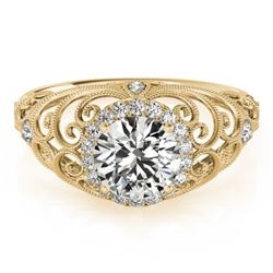 1.22 CTW Certified VS/SI Diamond Solitaire Halo Ring 18K Yellow Gold - REF-387N5Y - 26556