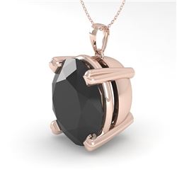9.0 CTW Oval Black Diamond Designer Necklace 14K Rose Gold - REF-191R8K - 38436