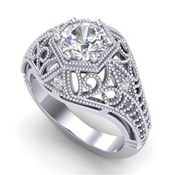 1.07 CTW VS/SI Diamond Art Deco Ring 18K White Gold - REF-345F2M - 36917