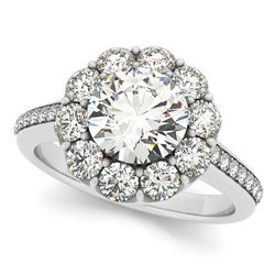 2 CTW Certified VS/SI Diamond Solitaire Halo Ring 18K White Gold - REF-420W2H - 26161