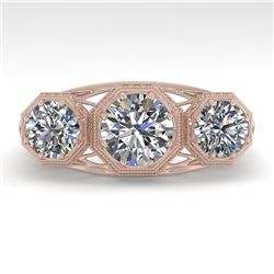 2 CTW Past Present Future VS/SI Diamond Ring 18K Rose Gold - REF-421M6F - 36062