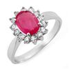 Image 1 : 1.27 CTW Ruby & Diamond Ring 18K White Gold - REF-46F8M - 10096