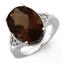 9.18 CTW Smoky Topaz & Diamond Ring 14K White Gold - REF-50R4K - 11648