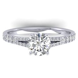 1.36 CTW Certified VS/SI Diamond Solitaire Art Deco Ring 14K White Gold - REF-353Y3N - 30375