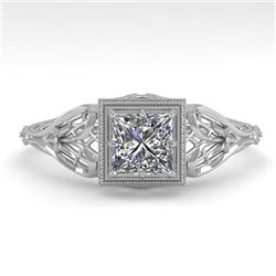 0.50 CTW VS/SI Princess Diamond Solitaire Engagement Ring Deco 18K White Gold - REF-113Y8N - 36024