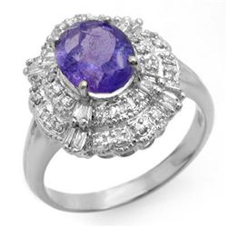 2.70 CTW Tanzanite & Diamond Ring 18K White Gold - REF-100N2Y - 13836