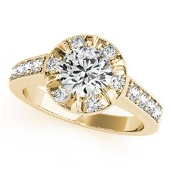 2 2 CTW Certified VS/SI Diamond Solitaire Halo Ring 18K Yellow Gold - REF-471X5T - 27041