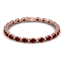 25.8 CTW Garnet & VS/SI Certified Diamond Eternity Bracelet 10K Rose Gold - REF-119M3F - 29453