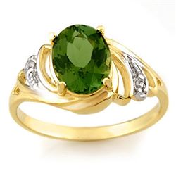 2.54 CTW Green Tourmaline & Diamond Ring 10K Yellow Gold - REF-39K3R - 11476
