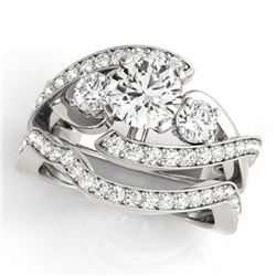 2.54 CTW Certified VS/SI Diamond Bypass Solitaire 2Pc Wedding Set 14K White Gold - REF-609K6R - 3178