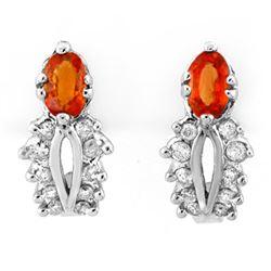 0.90 CTW Orange Sapphire & Diamond Earrings 10K White Gold - REF-30M2F - 10351