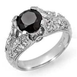 2.55 CTW Vs Certified Black & White Diamond Ring 14K White Gold - REF-115M5F - 11865