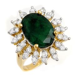 6.45 CTW Emerald & Diamond Ring 14K Yellow Gold - REF-116R5K - 13288