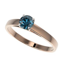 0.54 CTW Certified Intense Blue SI Diamond Solitaire Engagement Ring 10K Rose Gold - REF-60F8M - 364