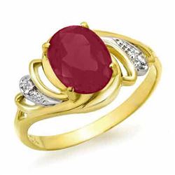 2.25 CTW Ruby & Diamond Ring 14K Yellow Gold - REF-35W3H - 13870