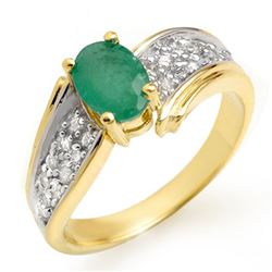 1.43 CTW Emerald & Diamond Ring 10K Yellow Gold - REF-46X4T - 13378