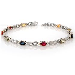 3.51 CTW Multi-Sapphire & Diamond Bracelet 10K White Gold - REF-32W2H - 11203
