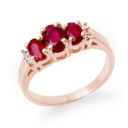 1.18 CTW Ruby & Diamond Ring 14K White Gold - REF-38F2M - 13207