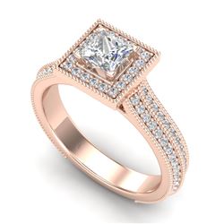 1.41 CTW Princess VS/SI Diamond Solitaire Micro Pave Ring 18K Rose Gold - REF-200Y2N - 37179