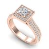 Image 1 : 1.41 CTW Princess VS/SI Diamond Solitaire Micro Pave Ring 18K Rose Gold - REF-200Y2N - 37179