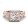 Image 2 : 1.41 CTW Princess VS/SI Diamond Solitaire Micro Pave Ring 18K Rose Gold - REF-200Y2N - 37179
