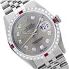 Image 1 : Rolex Men's Stainless Steel, QuickSet, Diam Dial & Diam/Ruby Bezel - REF-441M8H