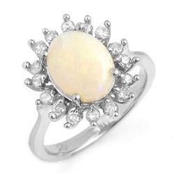 1.78 CTW Opal & Diamond Ring 18K White Gold - REF-74N8Y - 13268