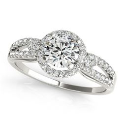 0.75 CTW Certified VS/SI Diamond Micro Pave Solitaire Halo Ring 18K White Gold - REF-119N3Y - 26802