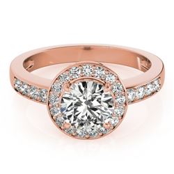 1.2 CTW Certified VS/SI Diamond Solitaire Halo Ring 18K Rose Gold - REF-214K5R - 26968