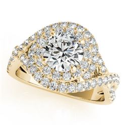 2 CTW Certified VS/SI Diamond Solitaire Halo Ring 18K Yellow Gold - REF-544N5Y - 26642