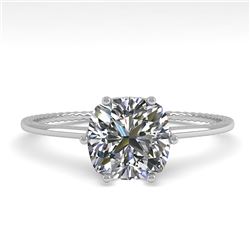 1.0 CTW VS/SI Cushion Diamond Solitaire Engagement Ring 18K White Gold - REF-287Y4N - 35898