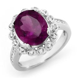 4.33 CTW Amethyst & Diamond Ring 10K White Gold - REF-66M4F - 13442