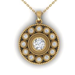 0.91 CTW Certified VS/SI Diamond Art Deco Necklace 14K Yellow Gold - REF-121H3W - 30470