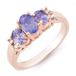 0.99 CTW Tanzanite & Diamond Ring 14K Rose Gold - REF-38N2Y - 10425