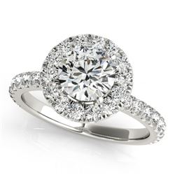 2 CTW Certified VS/SI Diamond Solitaire Halo Ring 18K White Gold - REF-525T3X - 26302