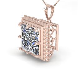 1 CTW VS/SI Princess Diamond Solitaire Necklace 18K Rose Gold - REF-332R8K - 36002