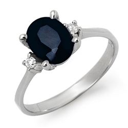 2.33 CTW Blue Sapphire & Diamond Ring 18K White Gold - REF-32M9F - 12429