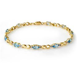 2.76 CTW Blue Topaz & Diamond Bracelet 10K Yellow Gold - REF-28M2F - 12913