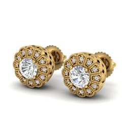 1.32 CTW VS/SI Diamond Solitaire Art Deco Stud Earrings 18K Yellow Gold - REF-245X5T - 37054