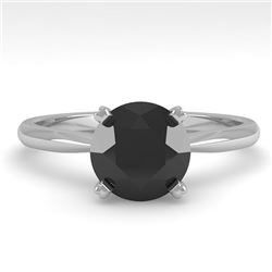 1.50 CTW Black Diamond Engagement Designer Ring 18K White Gold - REF-64R9K - 32439