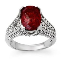 4.75 CTW Rubellite & Diamond Ring 14K White Gold - REF-142F4M - 14095