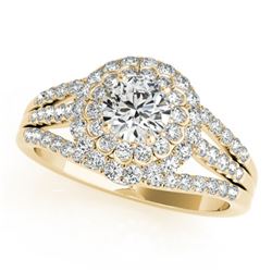 1.25 CTW Certified VS/SI Diamond Solitaire Halo Ring 18K Yellow Gold - REF-174K5R - 26577