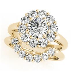 2.59 CTW Certified VS/SI Diamond 2Pc Wedding Set Solitaire Halo 14K Yellow Gold - REF-453N3Y - 31276