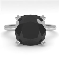 6.0 CTW Cushion Black Diamond Engagement Designer Ring 18K White Gold - REF-162N2Y - 32460