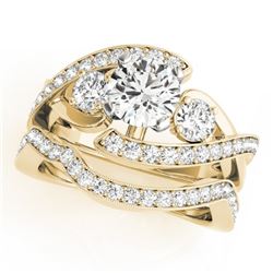 2.54 CTW Certified VS/SI Diamond Bypass Solitaire 2Pc Wedding Set 14K Yellow Gold - REF-609N6Y - 317