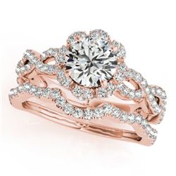 1.93 CTW Certified VS/SI Diamond 2Pc Wedding Set Solitaire Halo 14K Rose Gold - REF-420N4Y - 31185