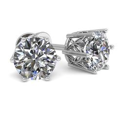 1.0 CTW Certified VS/SI Diamond Stud Solitaire Earrings 18K White Gold - REF-178W2H - 35820