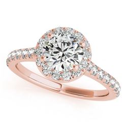 1.4 CTW Certified VS/SI Diamond Solitaire Halo Ring 18K Rose Gold - REF-377M6F - 26393